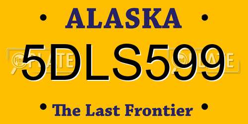 5DLS599 Alaska License Plate