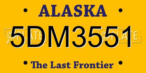 5DM3551 Alaska License Plate