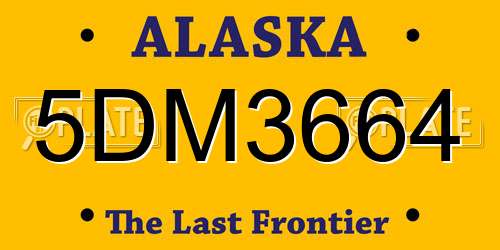 5DM3664 Alaska License Plate