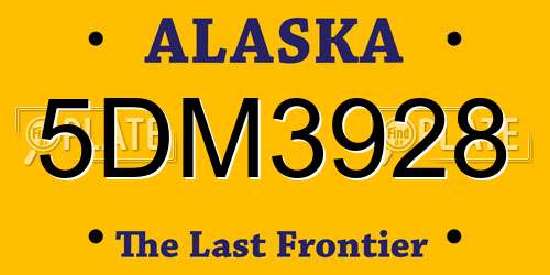 5DM3928 Alaska License Plate
