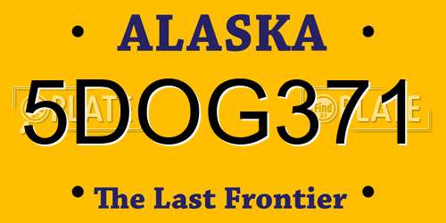 5DOG371 Alaska License Plate