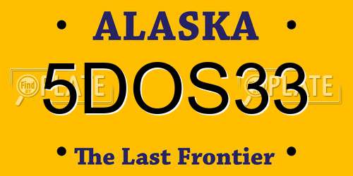 5DOS33 Alaska License Plate