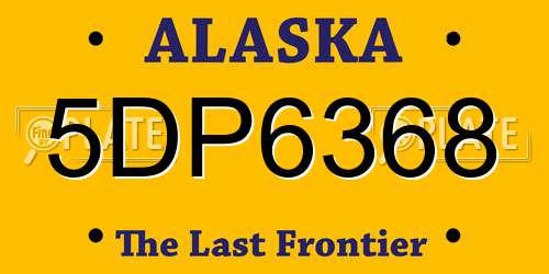 5DP6368 Alaska License Plate
