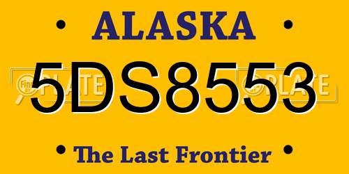 5DS8553 Alaska License Plate