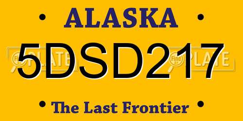 5DSD217 Alaska License Plate