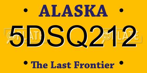 5DSQ212 Alaska License Plate