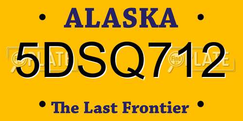 5DSQ712 Alaska License Plate