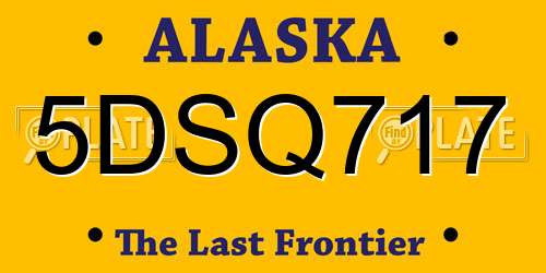 5DSQ717 Alaska License Plate