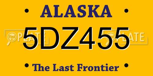 5DZ455 Alaska License Plate