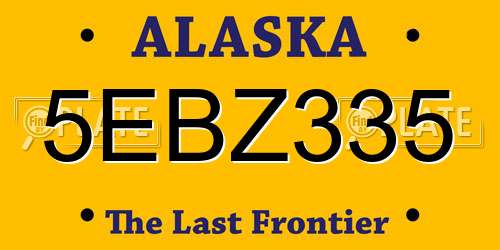 5EBZ335 Alaska License Plate