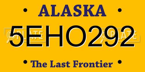 5EHO292 Alaska License Plate