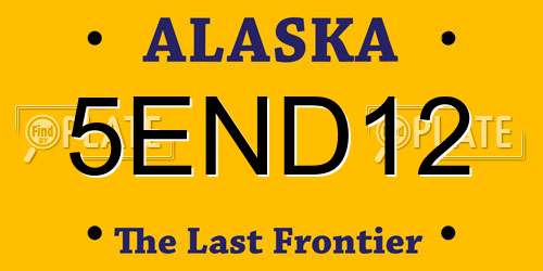 5END12 Alaska License Plate