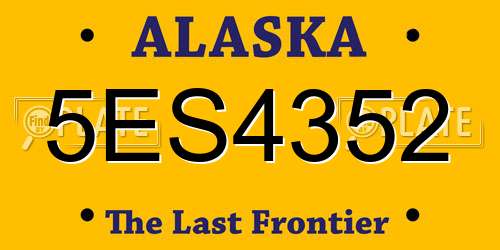 5ES4352 Alaska License Plate