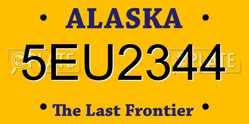 5EU2344 Alaska License Plate
