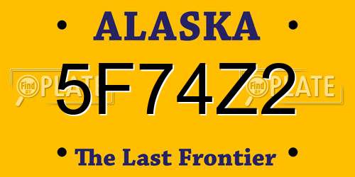 5F74Z2 Alaska License Plate
