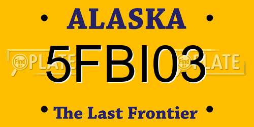 5FBI03 Alaska License Plate