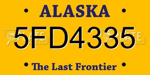 5FD4335 Alaska License Plate