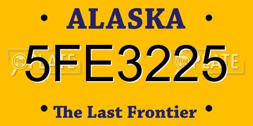 5FE3225 Alaska License Plate