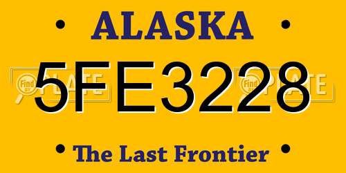 5FE3228 Alaska License Plate