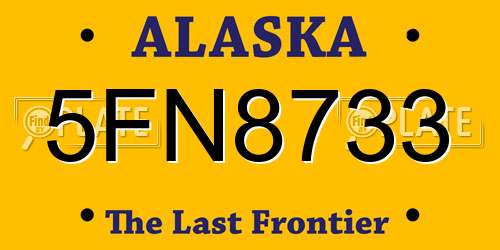 5FN8733 Alaska License Plate