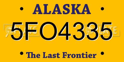 5FO4335 Alaska License Plate