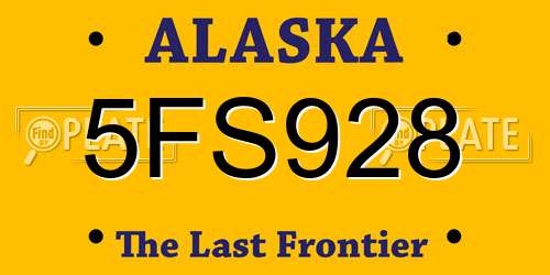 5FS928 Alaska License Plate