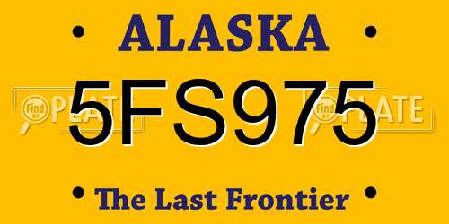5FS975 Alaska License Plate