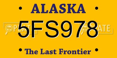 5FS978 Alaska License Plate