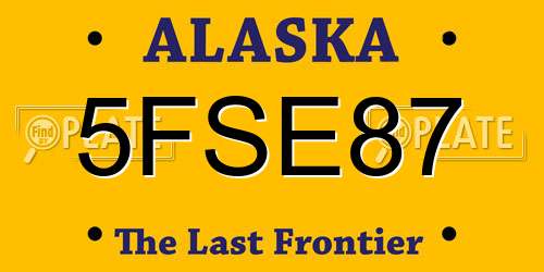 5FSE87 Alaska License Plate