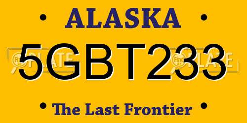 5GBT233 Alaska License Plate