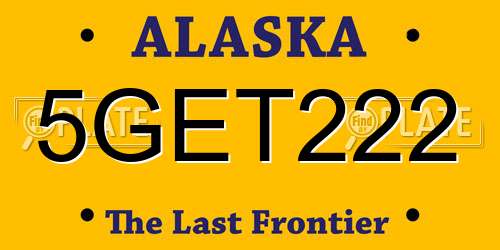 5GET222 Alaska License Plate