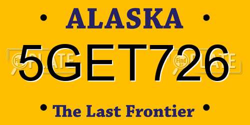 5GET726 Alaska License Plate