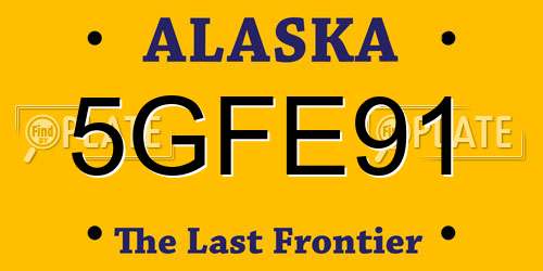5GFE91 Alaska License Plate