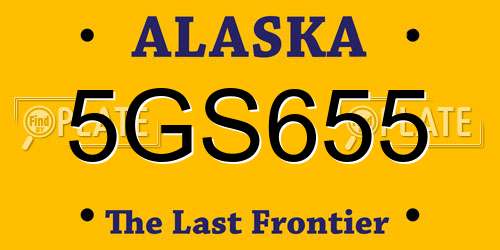 5GS655 Alaska License Plate