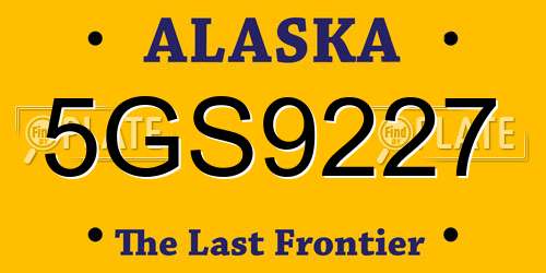 5GS9227 Alaska License Plate