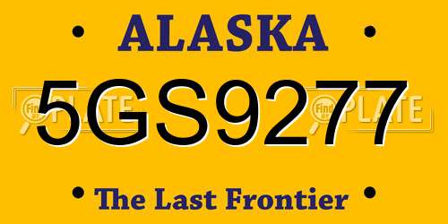 5GS9277 Alaska License Plate