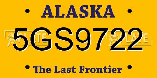 5GS9722 Alaska License Plate