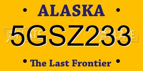 5GSZ233 Alaska License Plate