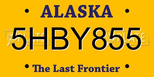 5HBY855 Alaska License Plate