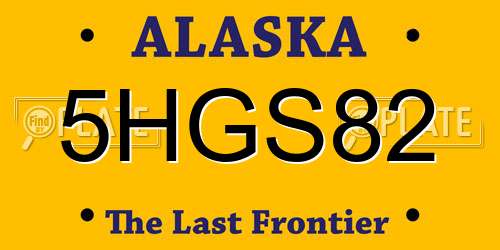 5HGS82 Alaska License Plate