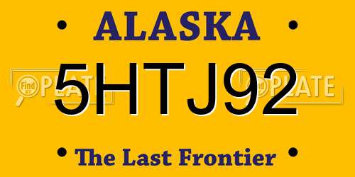 5HTJ92 Alaska License Plate