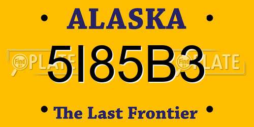 5I85B3 Alaska License Plate