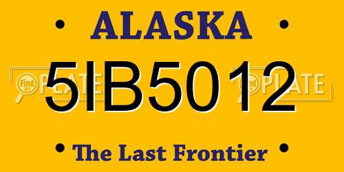 5IB5012 Alaska License Plate