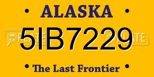 5IB7229 Alaska License Plate