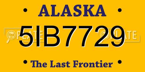 5IB7729 Alaska License Plate