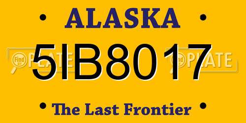 5IB8017 Alaska License Plate