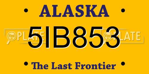 5IB853 Alaska License Plate