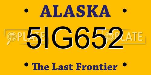 5IG652 Alaska License Plate