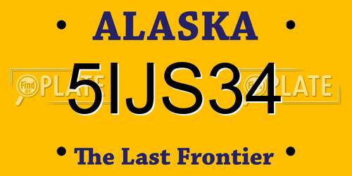 5IJS34 Alaska License Plate