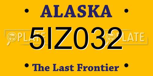 5IZ032 Alaska License Plate